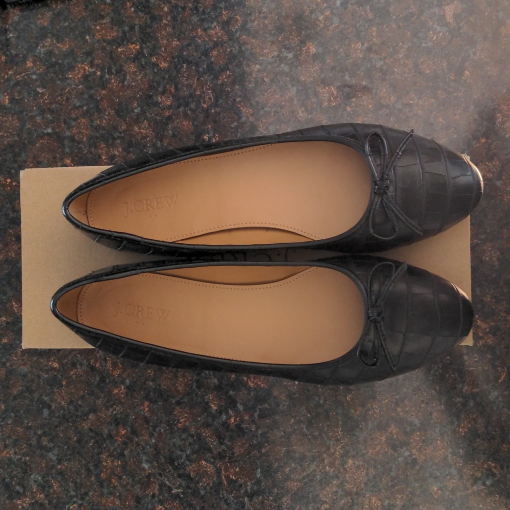 J Crew Crocodile-Embossed Ballet Flats